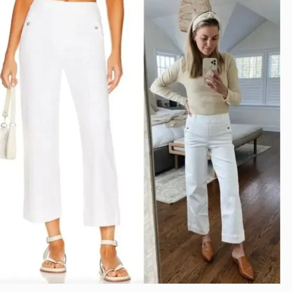 SPANX Stretch Twill Cropped Pant Wide Leg Parchment - Picture 6 of 13